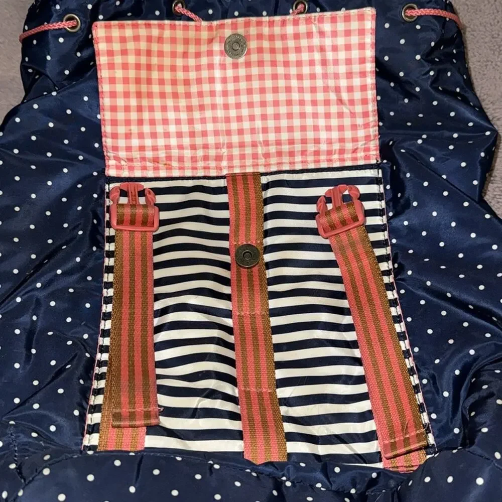 Matilda Jane 435 Backpack Navy Blue Polka Dot Striped